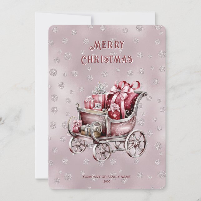 Tarjeta Festiva Christmas Sleigh With Gifts Holiday Card (Anverso)