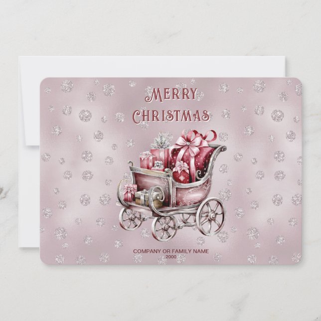 Tarjeta Festiva Christmas Sleigh With Gifts Holiday Card (Anverso)