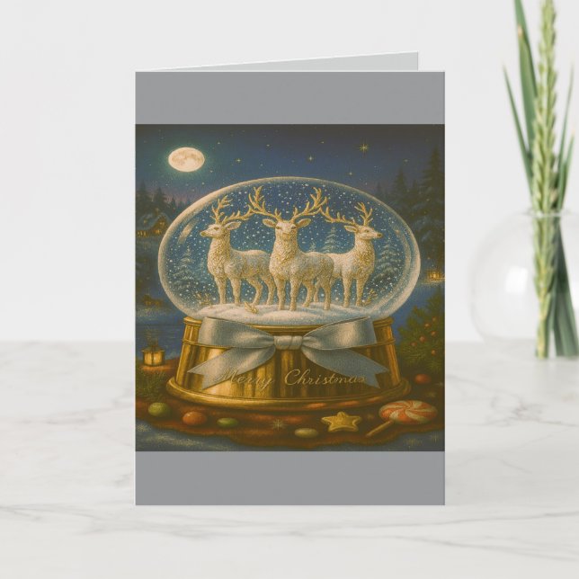Tarjeta Festiva Christmas Snow Globe Card (Anverso)