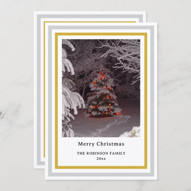 Tarjeta Festiva Christmas Snowflake Christmas Tree INSERT PHOTO (Anverso / Reverso)
