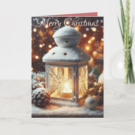 Tarjeta Festiva Christmas Snowy Lantern Serenity