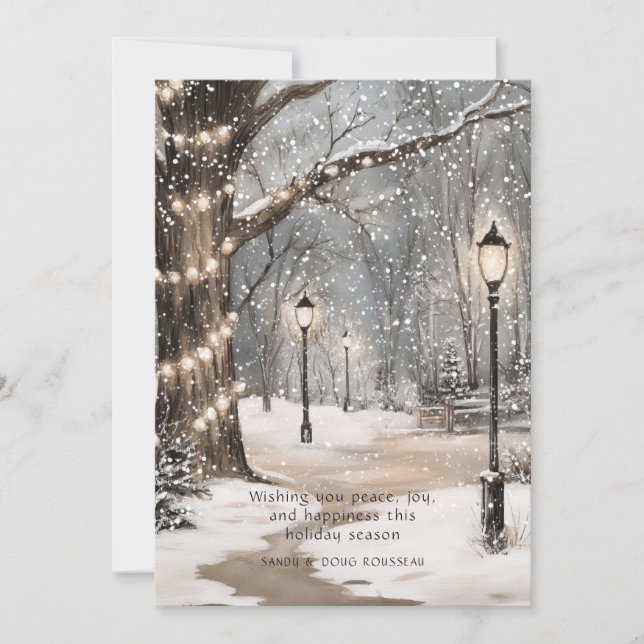 Tarjeta Festiva Christmas Snowy Night (Anverso)
