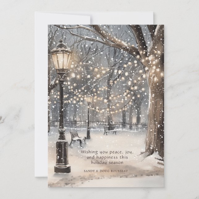 Tarjeta Festiva Christmas Snowy Night (Anverso)