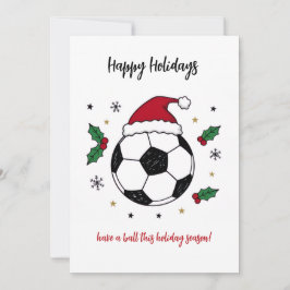 Tarjeta Festiva Christmas Soccer Ball Santa Hat Greeting Cards