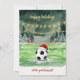 Tarjeta Festiva Christmas Soccer Ball Santa Hat Greeting Cards