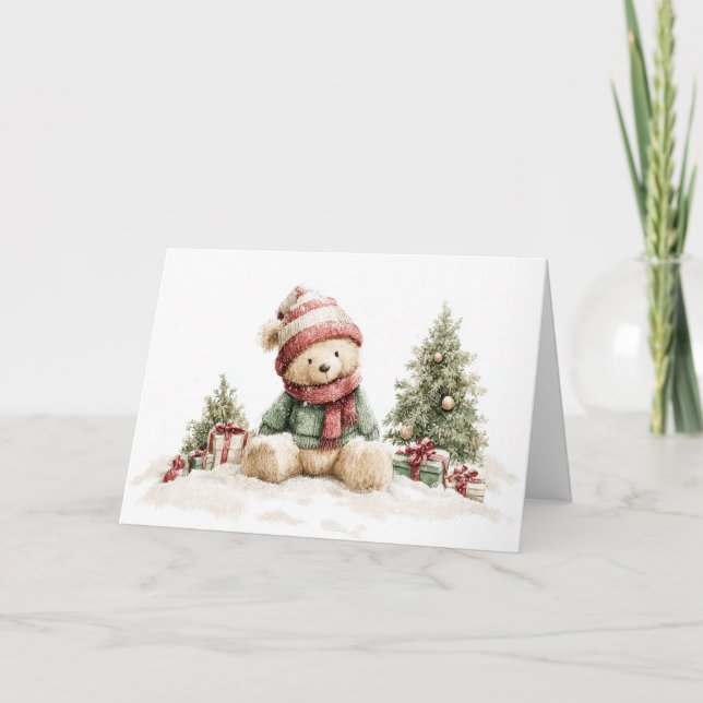 Tarjeta Festiva Christmas Teddy Bear (Anverso)