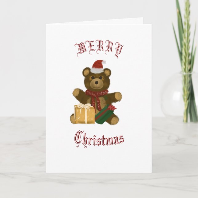 Tarjeta Festiva Christmas Teddy Bear (Anverso)