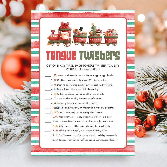Tarjeta Festiva Christmas Tongue Twister Game (Christmas Game Card)