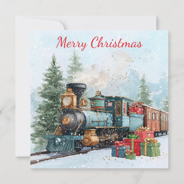 Tarjeta Festiva Christmas train (Anverso)