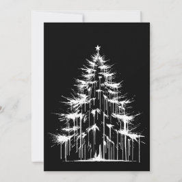 Tarjeta Festiva Christmas Tree Black & White Grunge Chic Aesthetic