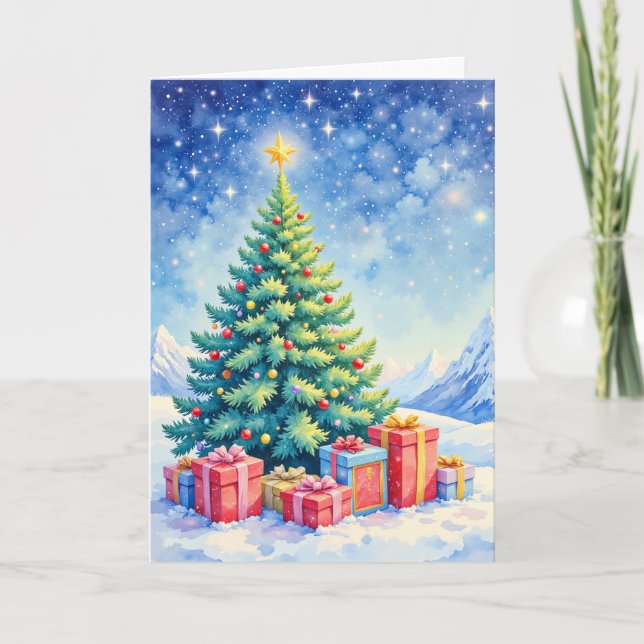 Tarjeta Festiva Christmas Tree Blank Holiday Greeting Card (Anverso)