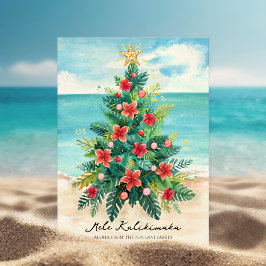 Tarjeta Festiva Christmas Tree by the Sea Tropical