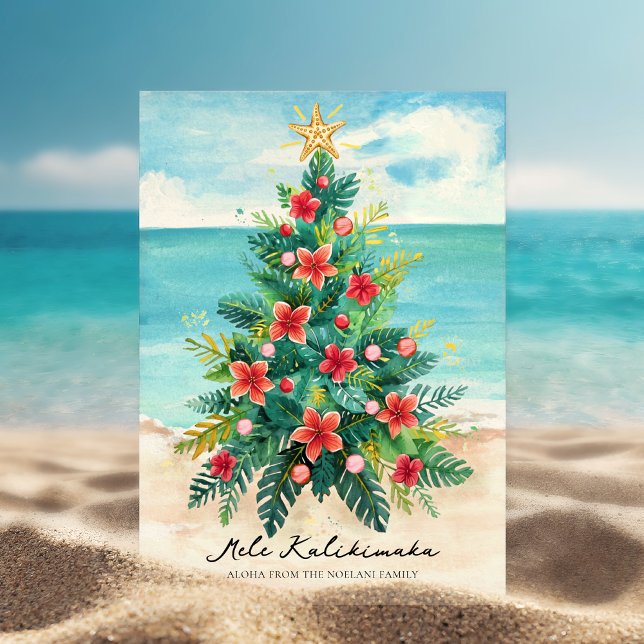Tarjeta Festiva Christmas Tree by the Sea Tropical (Subido por el creador)