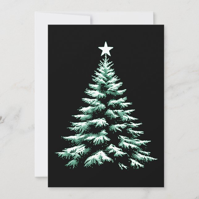 Tarjeta Festiva Christmas Tree Distresed Grunge Green & Black (Anverso)