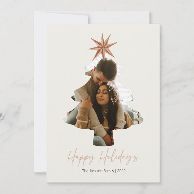 Tarjeta Festiva Christmas Tree Family Photo Card (Anverso)