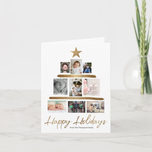 Tarjeta Festiva Christmas tree Family photo Collage and letter (Anverso)