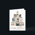 Tarjeta Festiva Christmas tree Family photo Collage and letter<br><div class="desc">Every year I find myself with tons of photos and news we'd like to share with family and friends. I love seeing photos when I get them during the holidays, I decided a card that can be customized with your treasured photos in a Christmas tree structure would be fun and...</div>