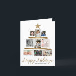 Tarjeta Festiva Christmas tree Family photo Collage and letter<br><div class="desc">Every year I find myself with tons of photos and news we'd like to share with family and friends. I love seeing photos when I get them during the holidays, I decided a card that can be customized with your treasured photos in a Christmas tree structure would be fun and...</div>