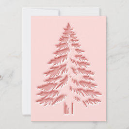 Tarjeta Festiva Christmas Tree Faux Embossed Distressed Chic Pink
