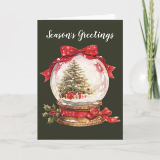 Tarjeta Festiva Christmas Tree Inside Snow Globe