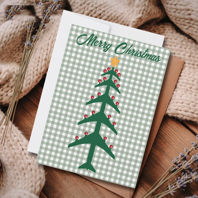 Tarjeta Festiva Christmas Tree of Airplanes & Photo Minimalist  (Subido por el creador)