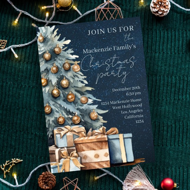Tarjeta Festiva  Christmas Tree Party Personalized Invitation (Christmas Tree Party Personalized Invitations by Ricaso. Hosting a holiday dinner? Invite in style)