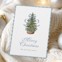 Christmas Tree Preppy Bow Blue Christmas