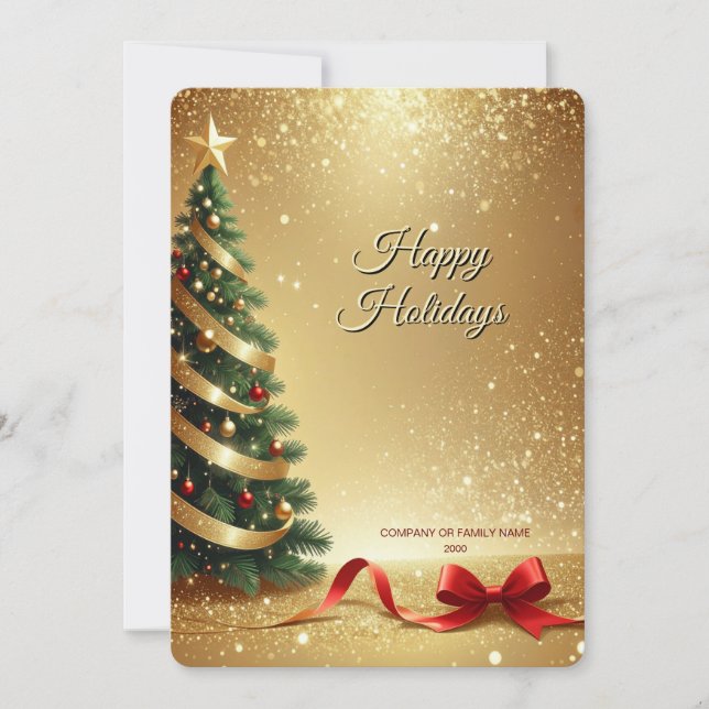 Tarjeta Festiva Christmas Tree Ribbons Holiday Card (Anverso)