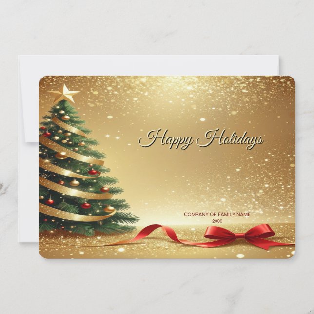 Tarjeta Festiva Christmas Tree Ribbons Holiday Card (Anverso)