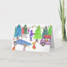 Tarjeta Festiva Christmas Tree Shopping