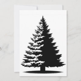 Tarjeta Festiva Christmas Tree White & Black Elegant Distressed