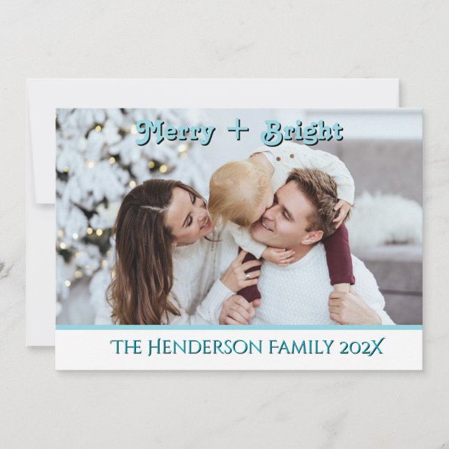 Tarjeta Festiva Christmas Trees 1 Photo Christmas Merry & Bright (Anverso)
