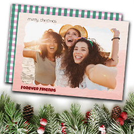 Tarjeta Festiva Christmas Trendy Checks Custom Photo Holiday Cards