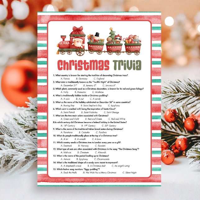 Tarjeta Festiva Christmas Trivia Game (Christmas Game Card)