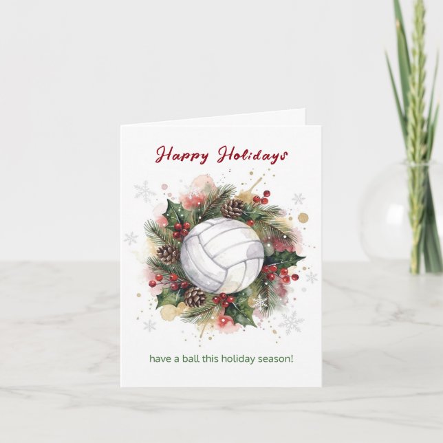Tarjeta Festiva Christmas Volleyball Holiday Greeting Cards (Anverso)