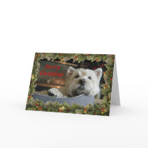 Christmas Westie with Garland Photo Greeting Card