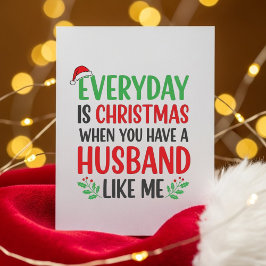 Tarjeta Festiva Christmas Wife Card Funny Husband Message