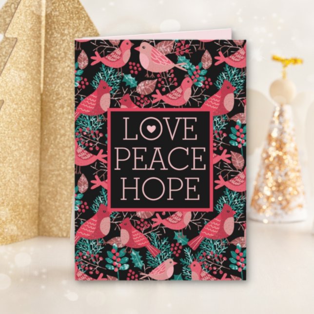 Tarjeta Festiva Christmas Winter Red Bird Berries Peace Holiday (Subido por el creador)