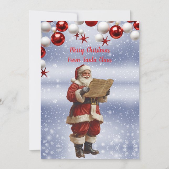 Tarjeta Festiva Christmassy Naught o Nice Santa Claus List 7 (Anverso)
