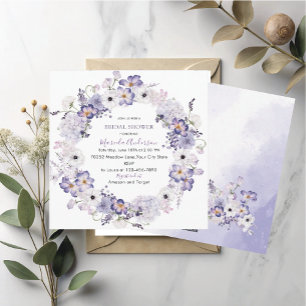 Tarjeta Festiva Chuva de noiva de flores de lilás elegantes aquare