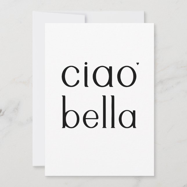 Tarjeta Festiva Ciao bella - valentine typography card (Anverso)