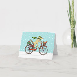 Tarjeta Festiva Ciclismo Perro y ardilla Feliz feriado