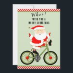 Tarjeta Festiva Ciclista<br><div class="desc">Tarjetas de vacaciones creativas para Navidades para ciclistas que presentan divertidos paseos en bicicleta en Santa.</div>