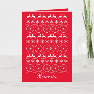 Tarjeta Festiva Ciclista ciclista Navidades rojos divertidos suéte