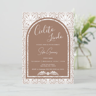 Tarjeta Festiva Cielito Lindo Mexican Folk Art Clay Brown Invite