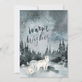 Tarjeta Festiva cielo acuático nocturno | Navidades del oso polar