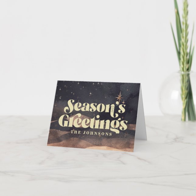 Tarjeta Festiva Cielo de invierno nocturno estrellado moderno eleg (Anverso)