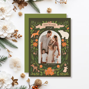 Tarjeta Festiva Cielo y naturaleza cantan animales de Woodland 2Fo
