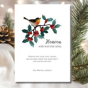 Tarjeta Festiva Cielo y naturaleza cantan Navidades de avispón de