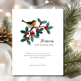 Tarjeta Festiva Cielo y naturaleza cantan Navidades de avispón de